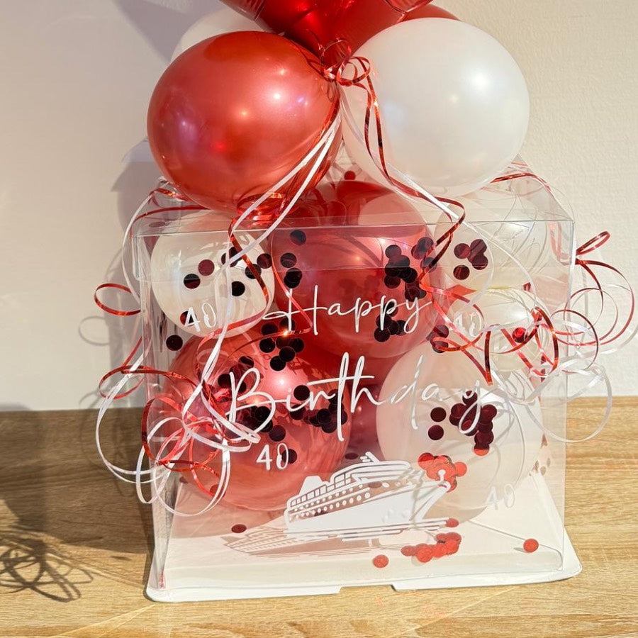 Ballonbox Geburtstag mit rotem Herzballon und personalisiertem Namen