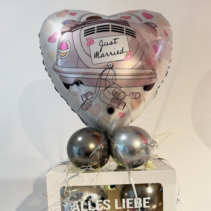 Ballonbox Hochzeit Just Married Auto - Geldgeschenk
