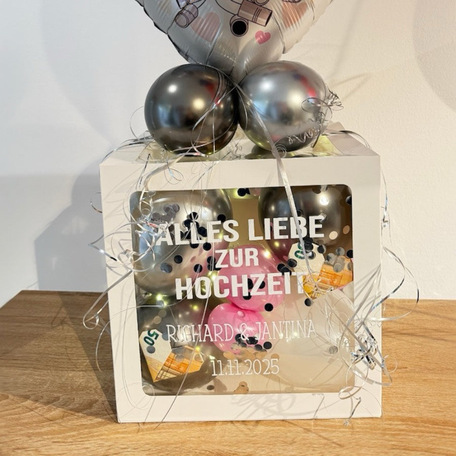 Ballonbox Hochzeit Just Married Auto - Geldgeschenk