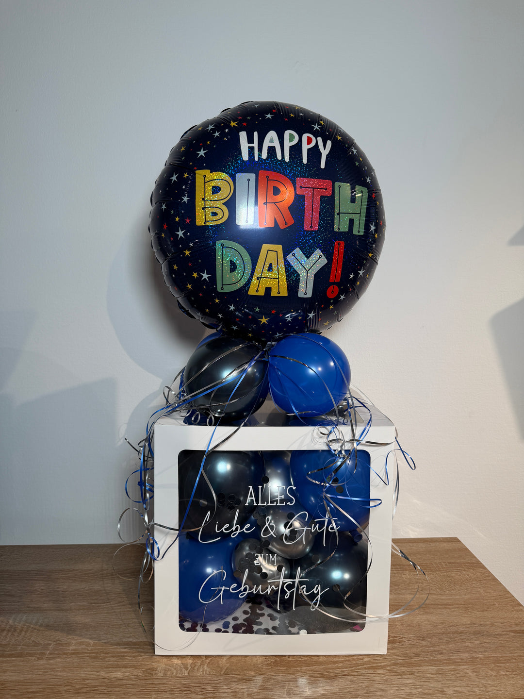Ballonbox - Geburtstag - Geldgeschenk - "Happy Birthday Rund" 