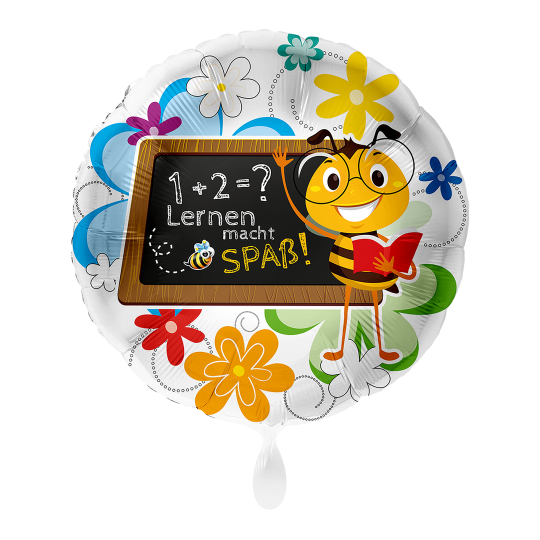 Folienballon Einschulung „Lernen macht Spaß“ – Biene – 43 cm