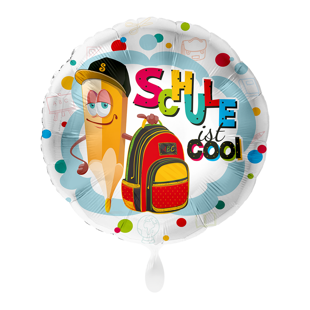 Folienballon Einschulung „Schule ist cool“ – Bunt – 43 cm