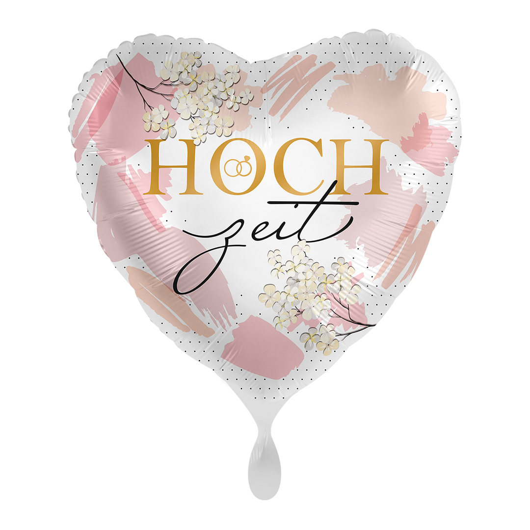 Folienballon Hochzeit Herz – „Hochzeit“ – Weiß/Rosé Gold – 43 cm