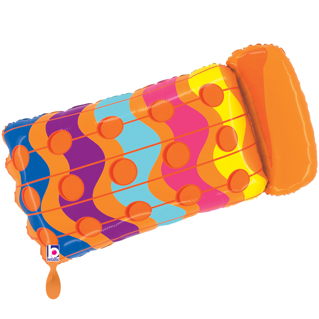 Bunter Folienballon in Luftmatratzenform – 81×57 cm. Ideal für Sommerpartys, Geburtstage & Beach-Deko. Helium- & luftfüllbar. Jetzt bei HeyBalloon Viersen bestellen!