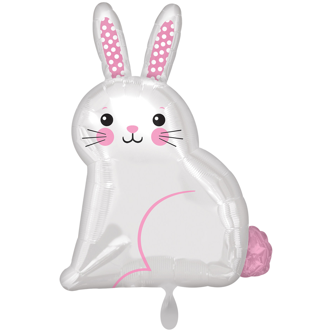 Der süße Folienballon im Form eines Häschen ist perfekt. Mit kleinen süßen rosa&nbsp;Akzenten.  Ein toller Tierballon - perfekt als Geschenk für jedes Kind.&nbsp;  Mit dem Automatikschließventil kann der Ballon mit Helium oder Luft gefüllt werden.