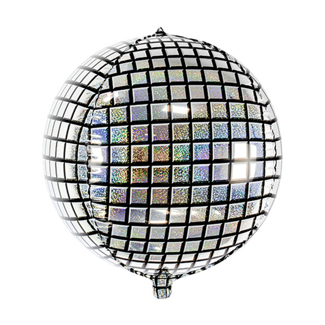Discokugel Folienballon 40 cm – silberner Ballon im Disco-Look für Party und Events