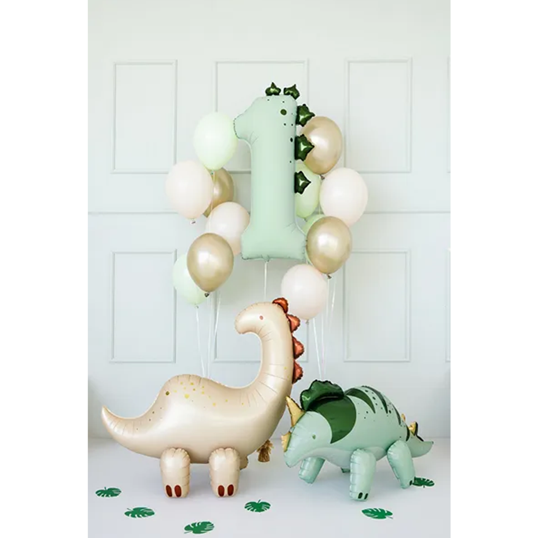 Folienballon Zahl 1 Dino Grün Ø 92 cm – Dinosaurier Kindergeburtstag – Helium geeignet