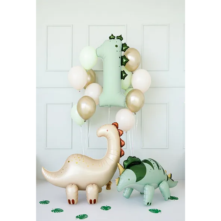 Folienballon Zahl 1 Dino Grün Ø 92 cm – Dinosaurier Kindergeburtstag – Helium geeignet