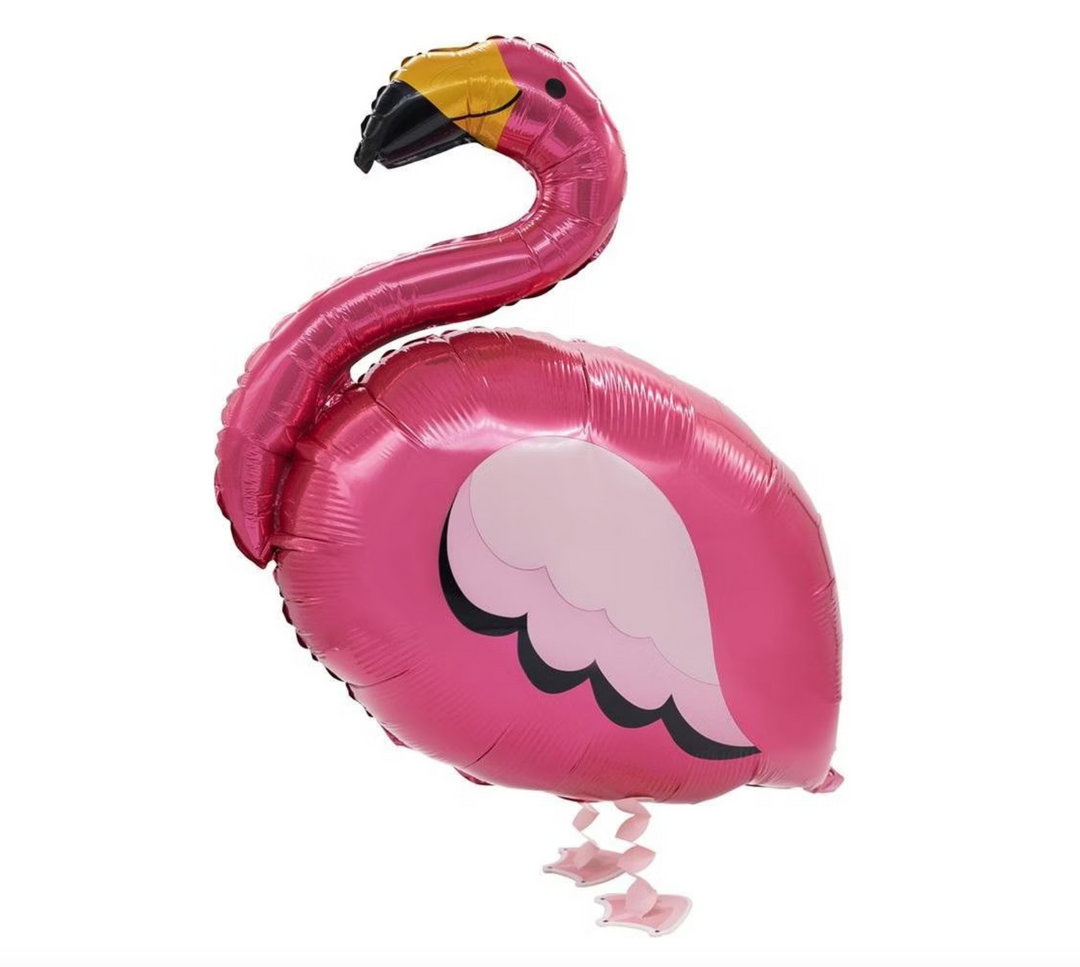 Großer Flamingo Walking Folienballon in Pink, 83 cm, läuft mit Helium über den Boden