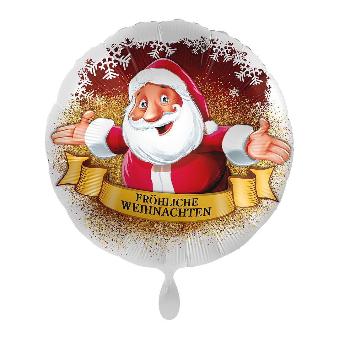 Folienballon - Fröhliche Weihnachten - Weihnachtsmann - 43cm - Helium/Luftfüllung