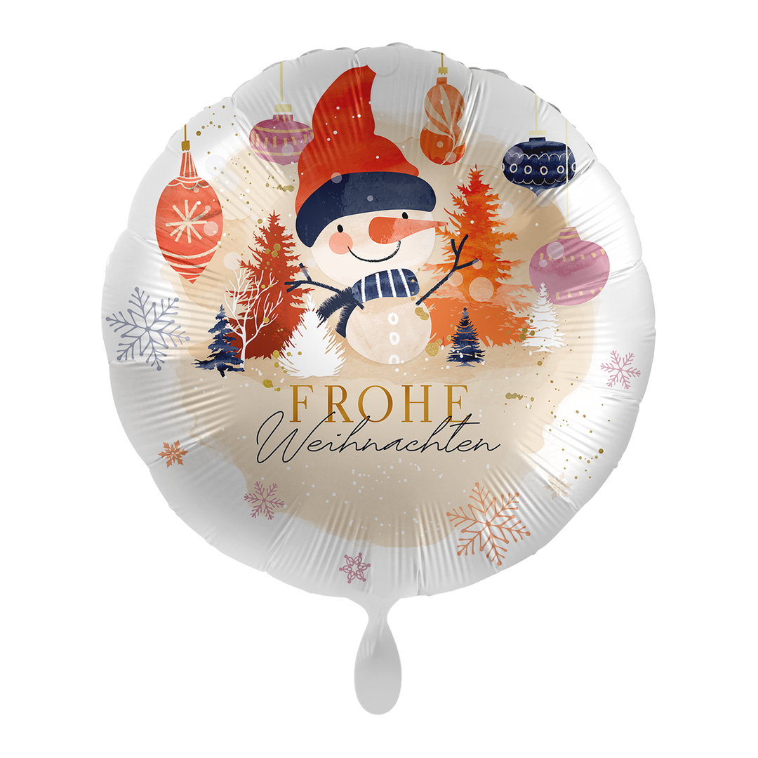 Folienballon - Frohe Weihnachten - Schneemann - kleine Weihnachtskugeln - Helium Luftfüllung