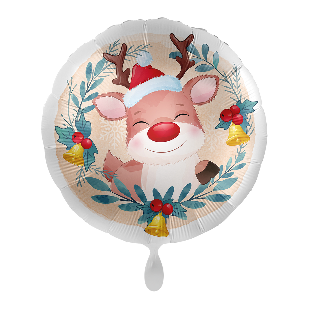 Folienballon - Grinsendes Rentier- 43cm - Helium/Luftfüllung