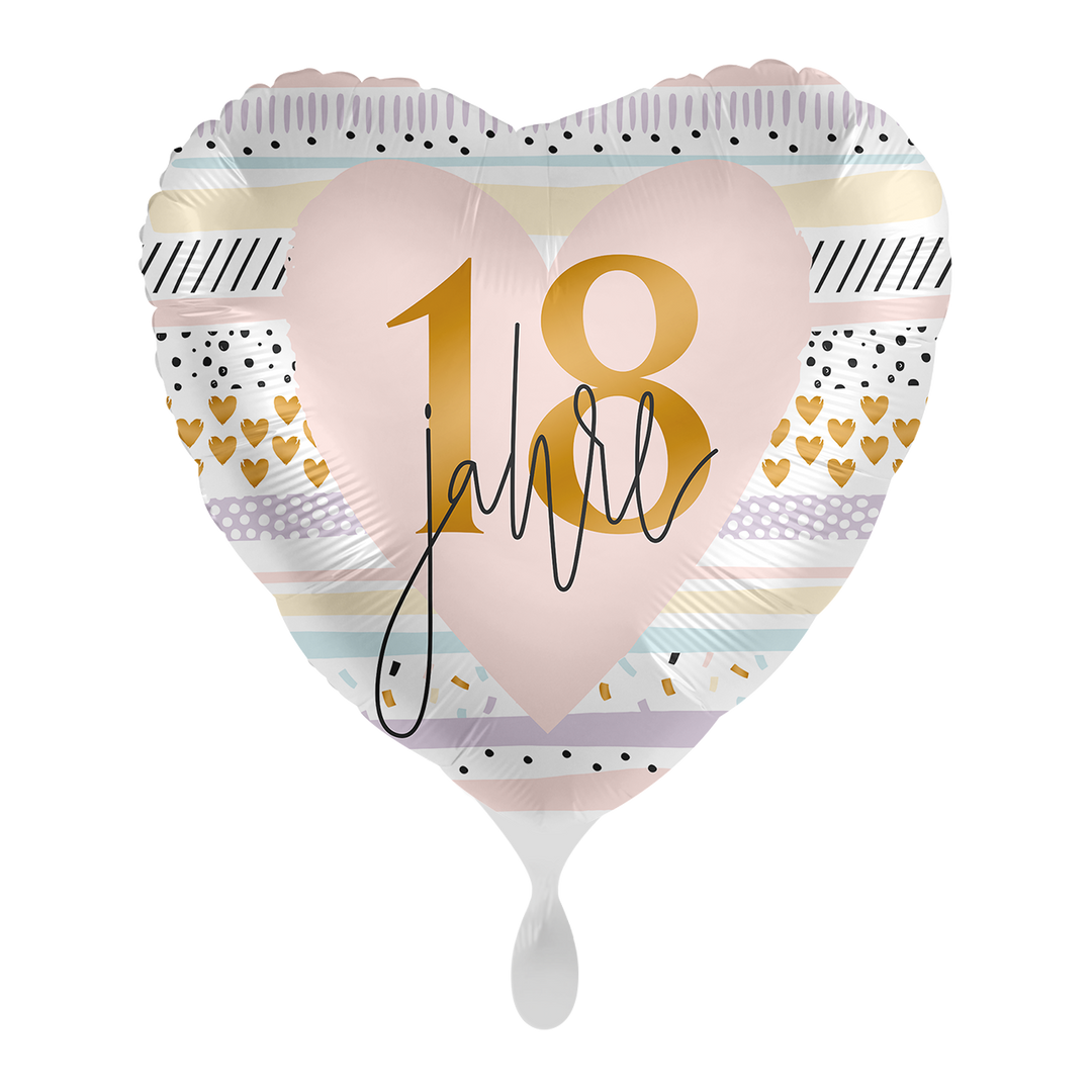 Folienballon - Herz - 43cm - Volljährig - Endlich 18 - Heliumfüllung