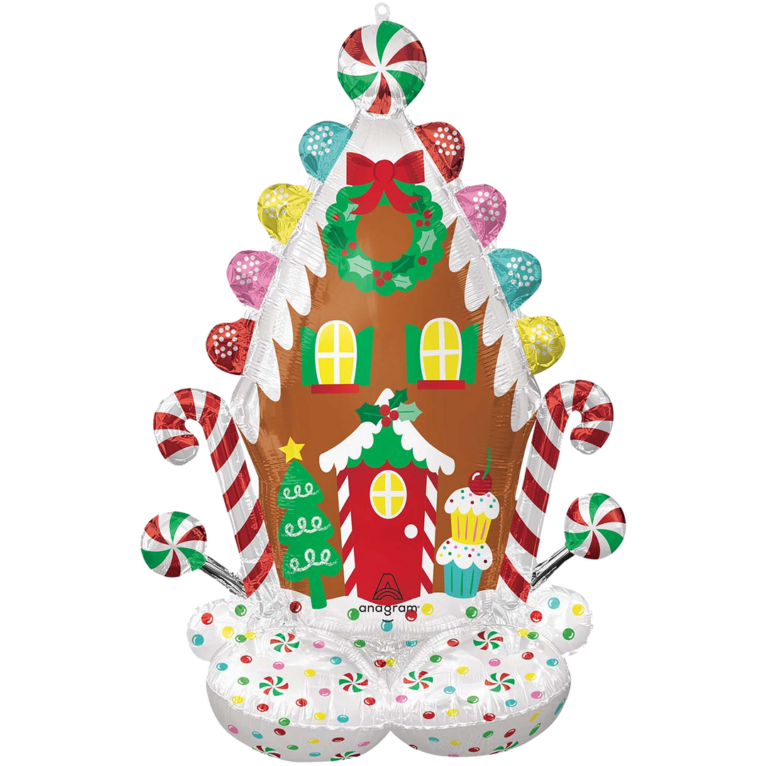 Folienballon - Lebkuchenhaus - Stehend - Nur Luftfüllung - Wiederverwendbar 