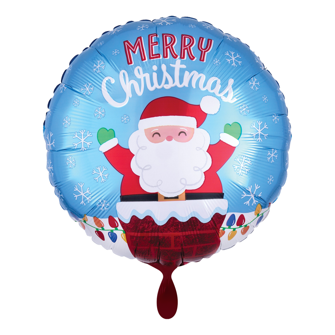 Folienballon - Merry Christmas - Weihnachtmann - 43cm - Helium/Luffüllung