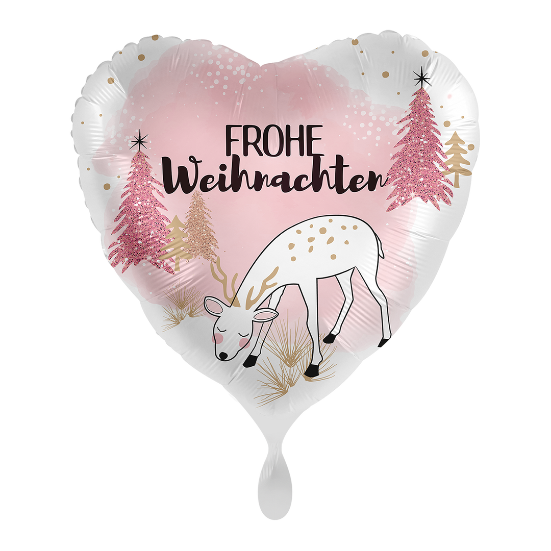 Folienballon - Weihnachten - Frohe Weihnachten - Rentier - 43cm - Helium/ Luftffüllung 