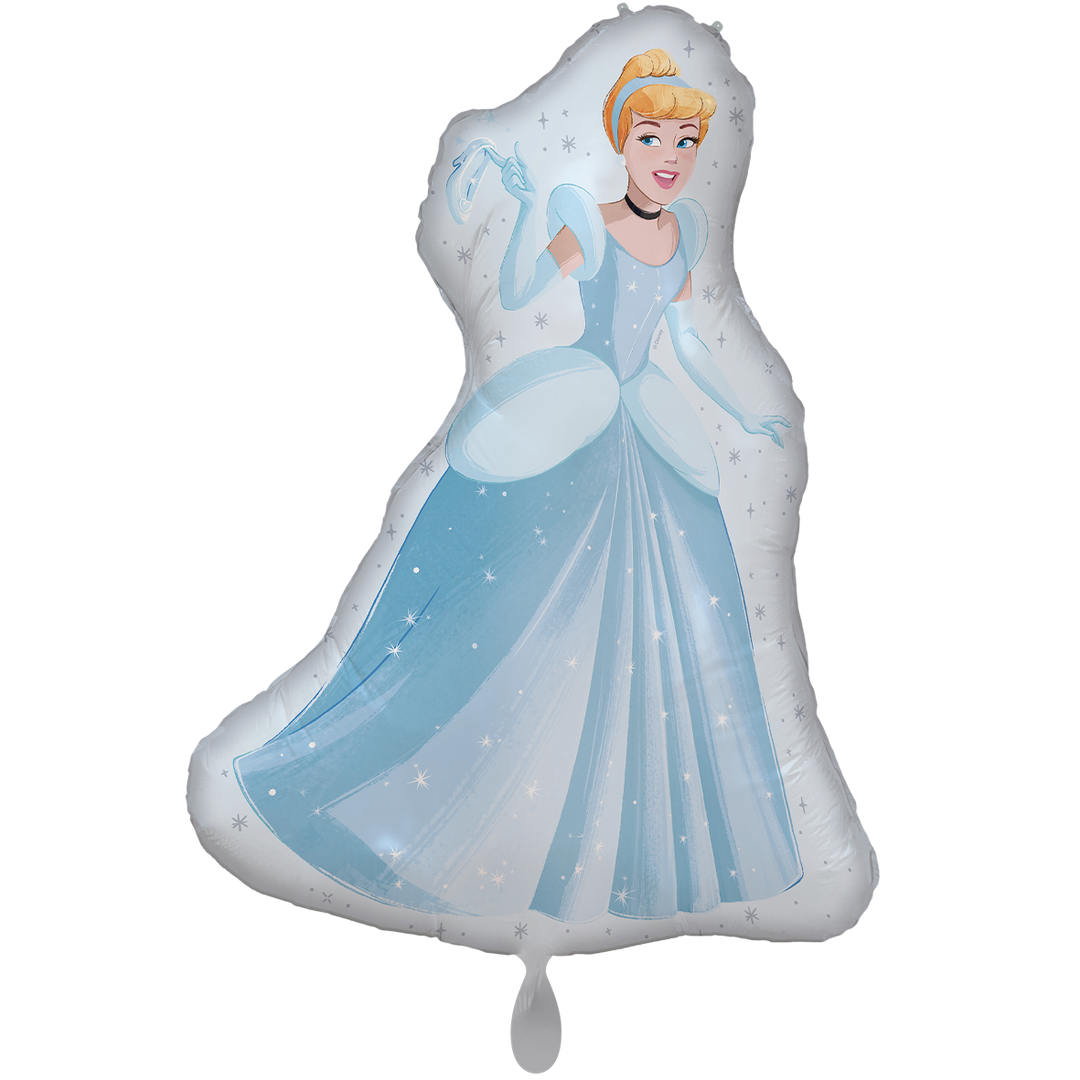 Cinderella Folienballon in blauem Kleid, 74 × 53 cm