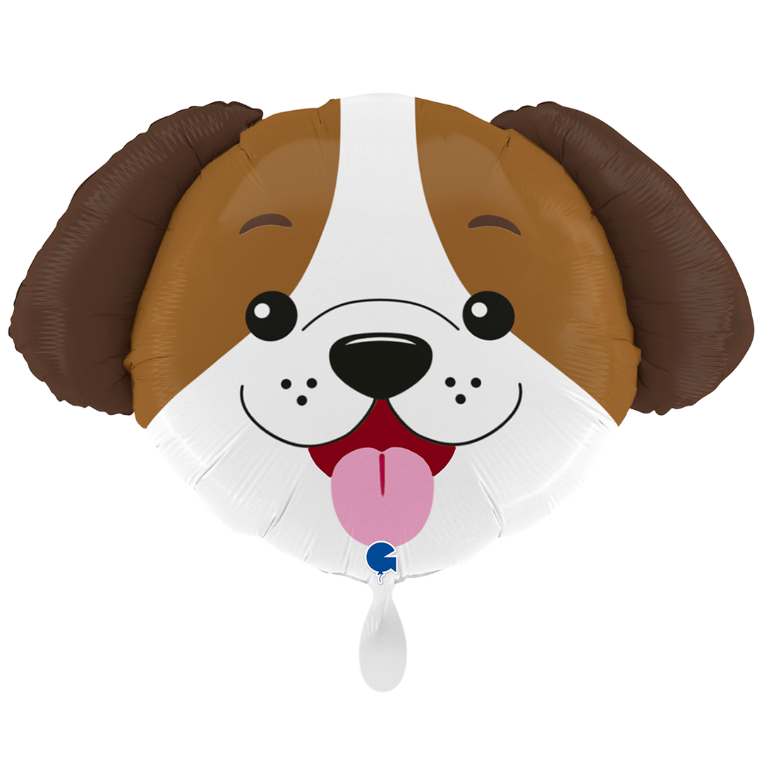 Süßer Folienballon in Hundegesicht-Form – Braun/Weiß – 65 × 39 cm – Tierballon für Kinder & Tierfreunde
