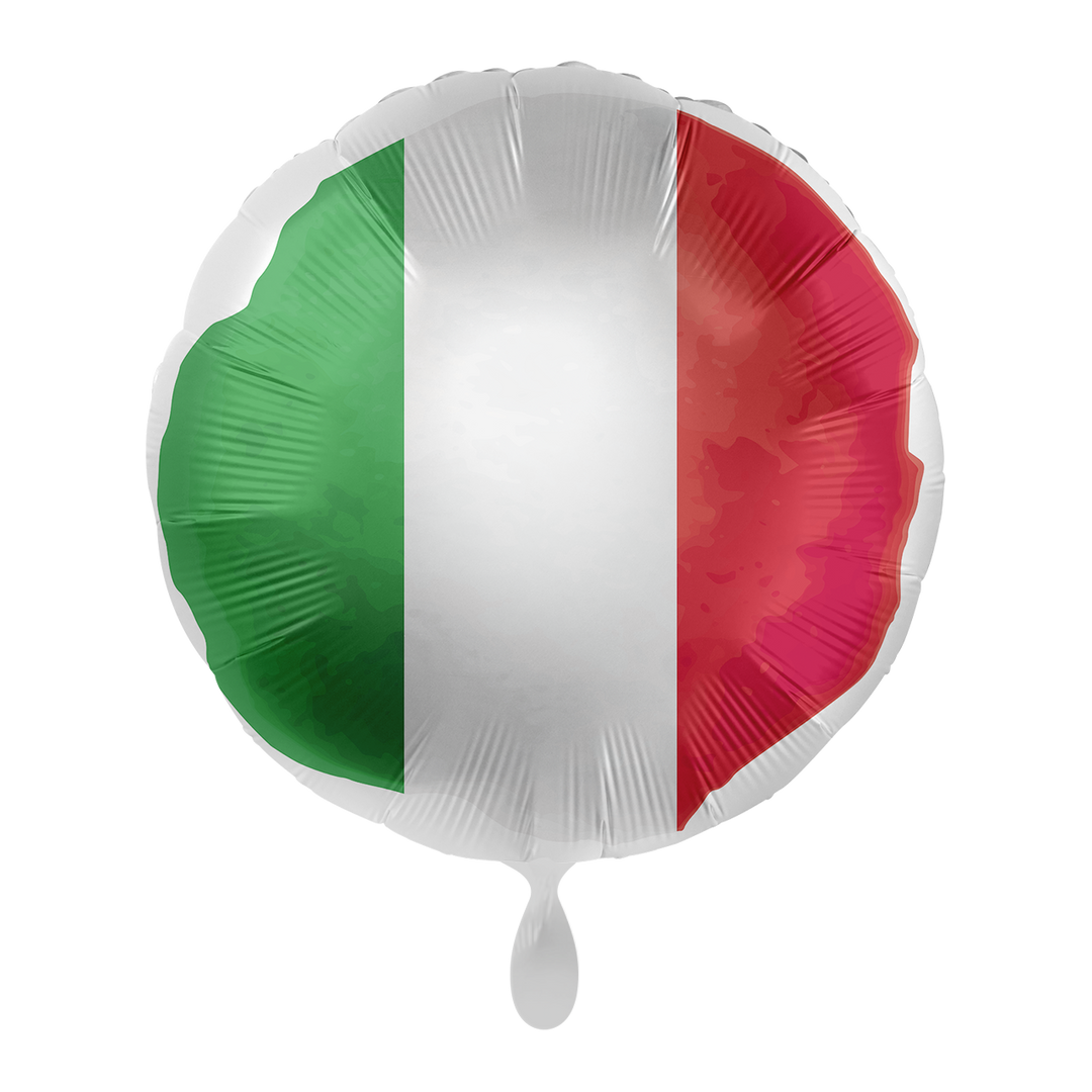 Runder Folienballon 43 cm mit italienischer Flagge in den Farben Grün, Weiß und Rot – perfekt für Italien-Feiern und Sportevents