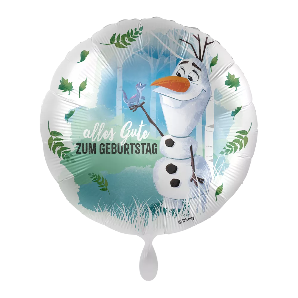 Runder Folienballon mit Olaf aus Disneys „Die Eiskönigin“ und dem Schriftzug „Alles Gute zum Geburtstag“, 43 cm

