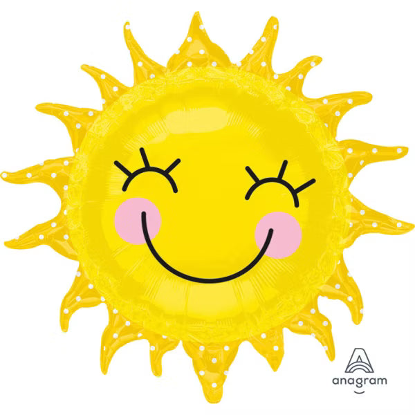 Gelber Sonnen-Folienballon mit lächelndem Gesicht, 74 cm