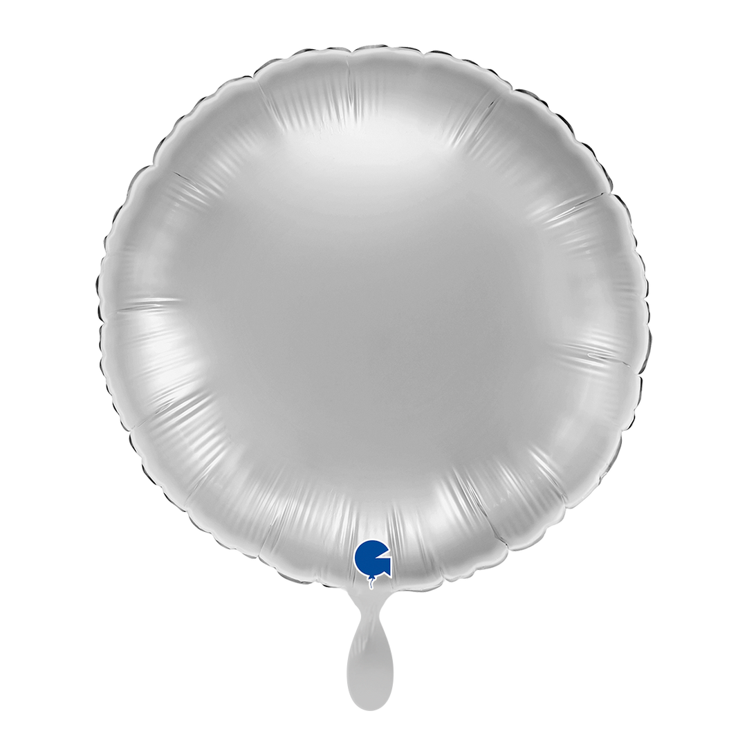 Runder silberner Folienballon 45 cm Premium Dekoballon Grabo