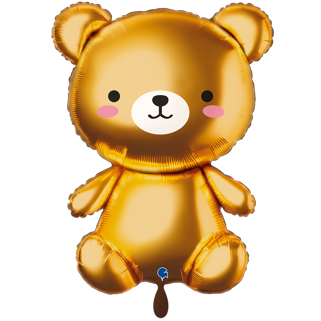 Folienballon Teddy Gold 66 cm – Baby Ballon Taufe Geschenk – Helium geeignet