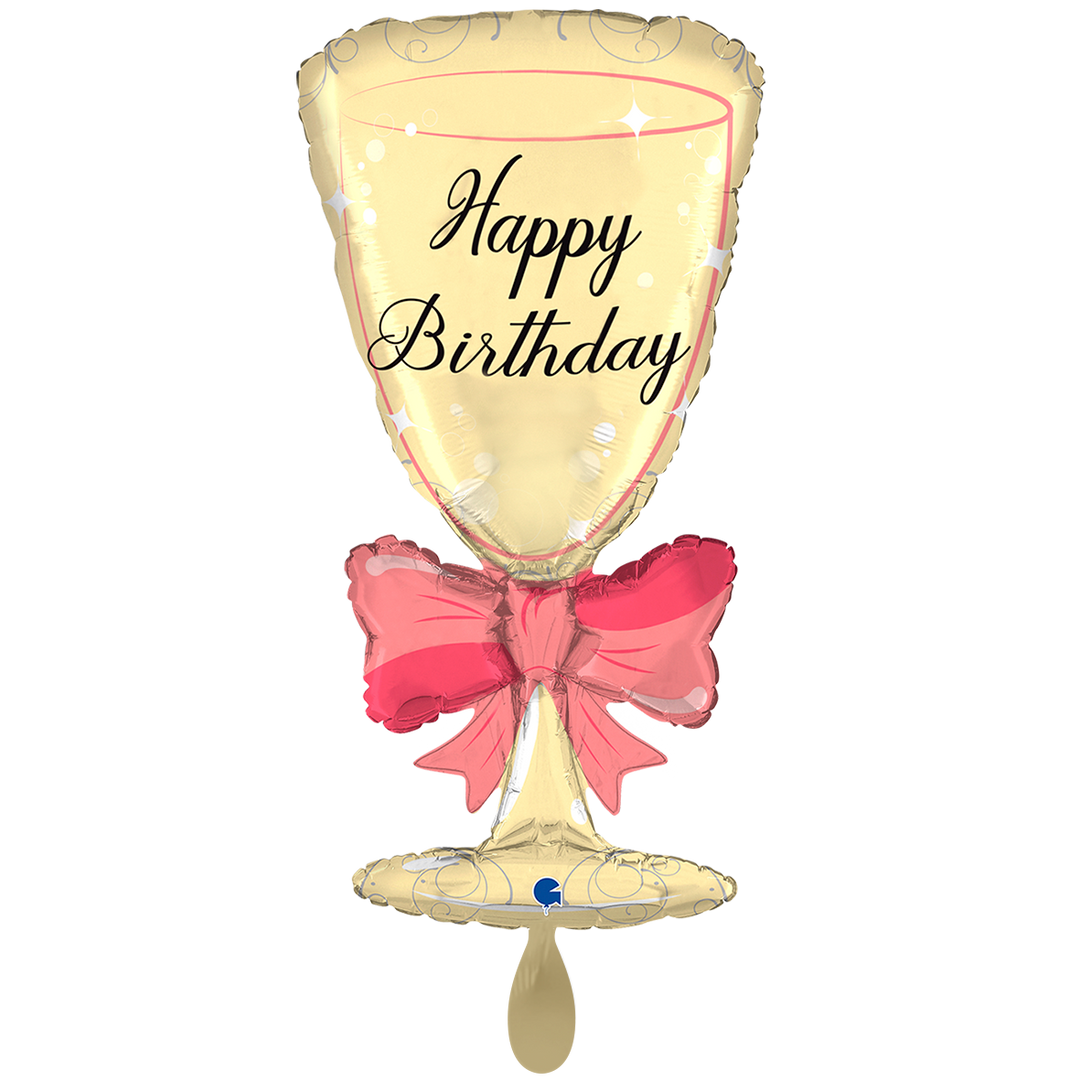 Happy Birthday Sektglas Ballon 