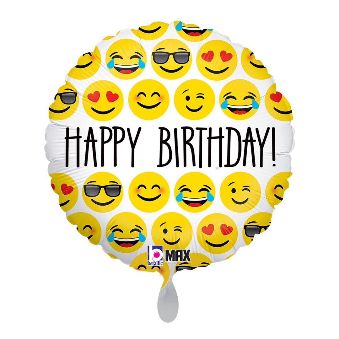 Happy Birthday Geburtstagsballon mit Emojis und Smilies 