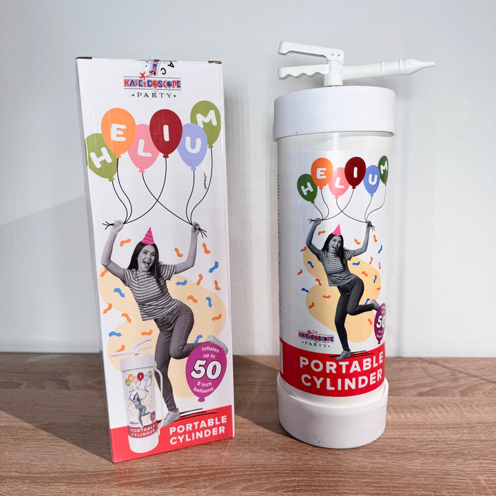 Helium - Ballongasflasche bis zu 50 Ballons, tragbar und mit Druckknopf