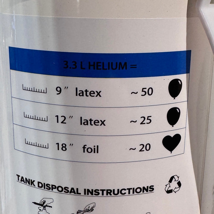 Helium - Ballongasflasche bis zu 50 Ballons, tragbar und mit Druckknopf