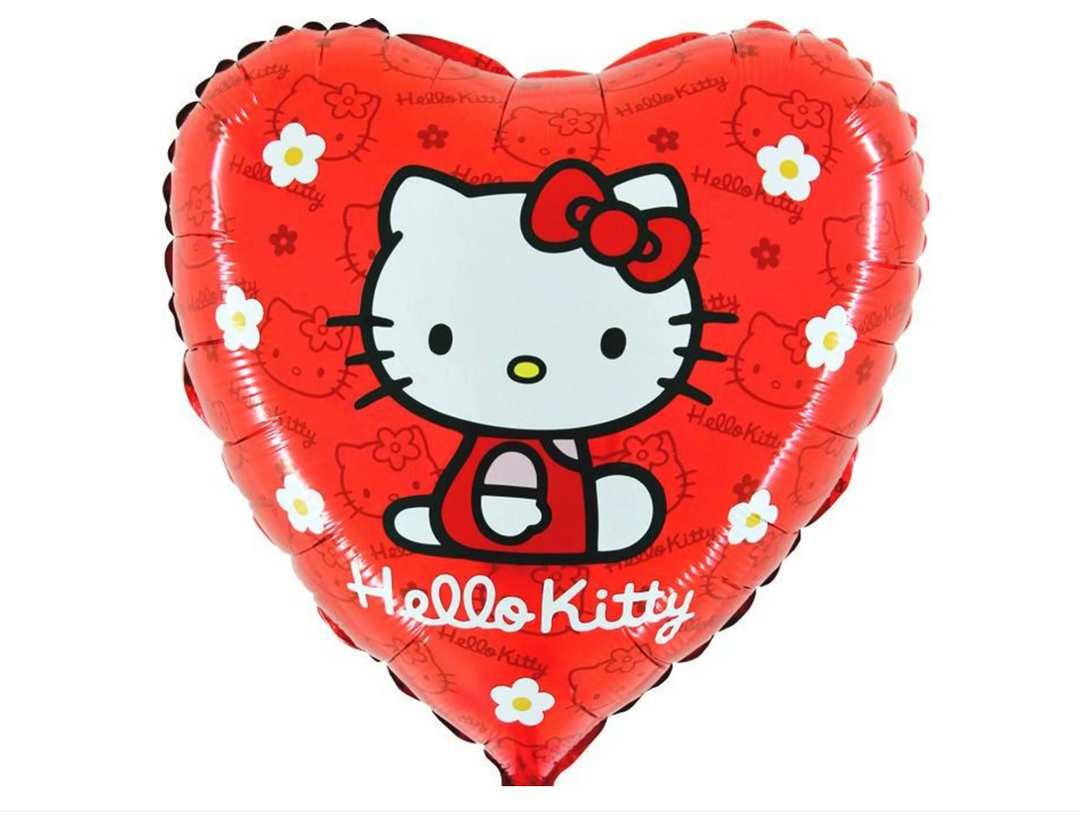 Hello Kitty Herz-Ballon rot mit weißem Motiv, 43 cm