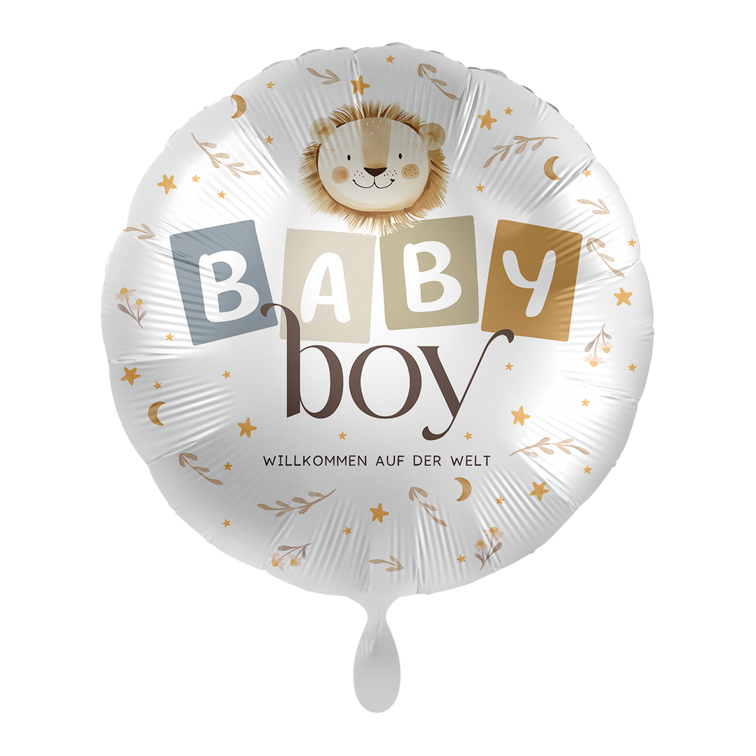 Herz Folienballon „Baby Boy Willkommen“ – 43 cm – Junge – Baby Deko