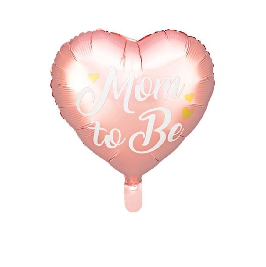 Herzballon „Mom to Be“ in Roségold – 40 cm – Folienballon für Babyparty