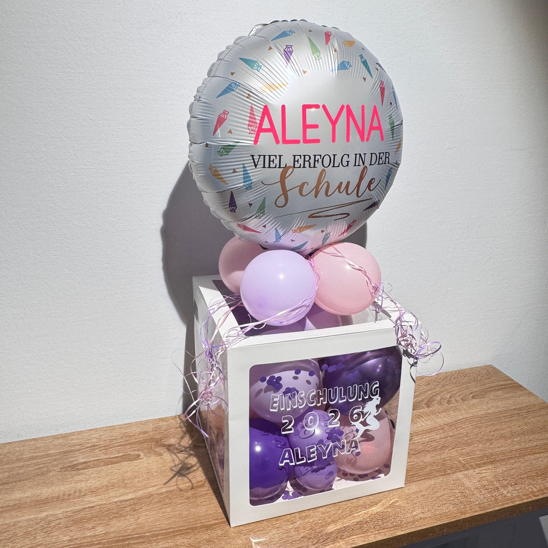 Ballonbox Einschulung Mädchen – personalisiertes Geschenk mit Name