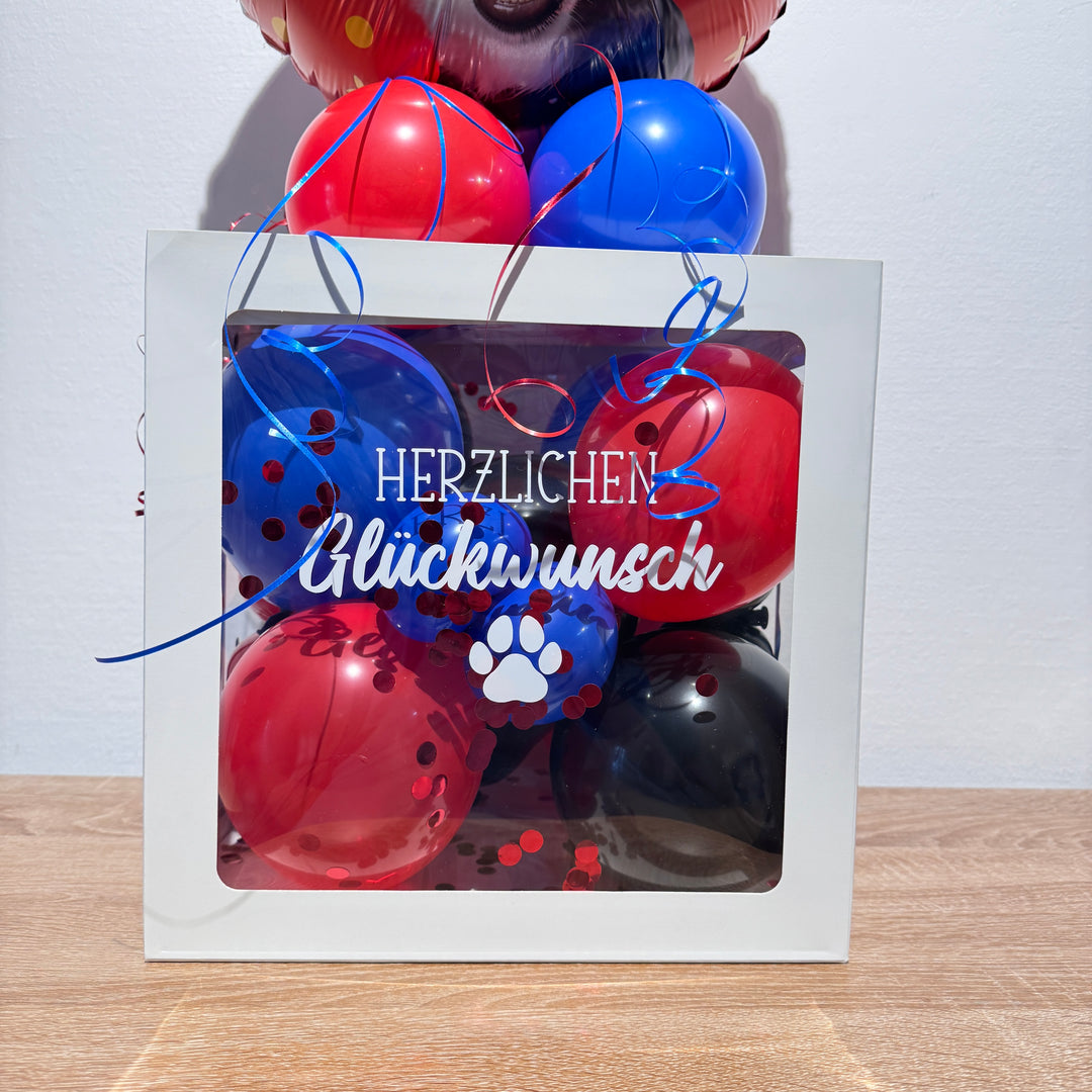 Geldgeschenk Geburtstag für Hundeliebhaber – Ballonbox Hund