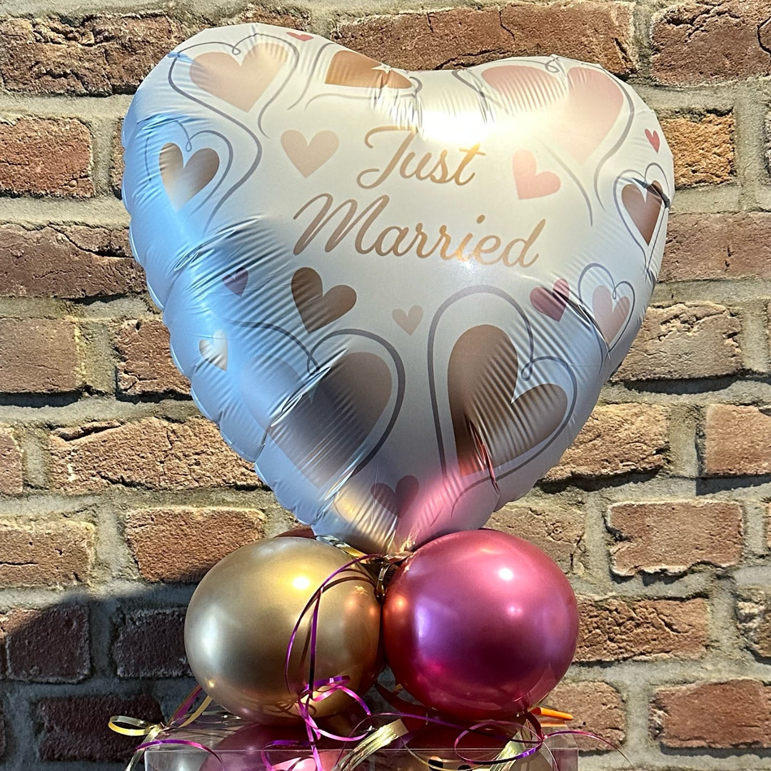 Ballonbox Hochzeit - Geldgeschenk - "Just Married Herz "