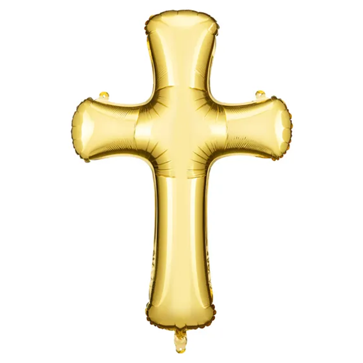 Ballon Kommunion Kreuz gold - Folienballon Höhe 91cm