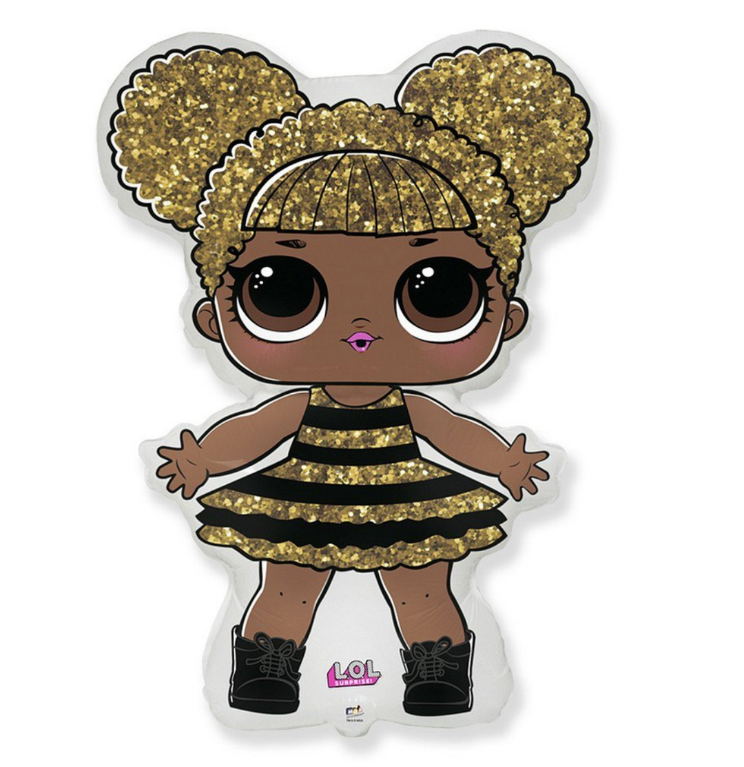 Folienballon 61 cm LOL Surprise Puppe in gold-schwarzem Kleid