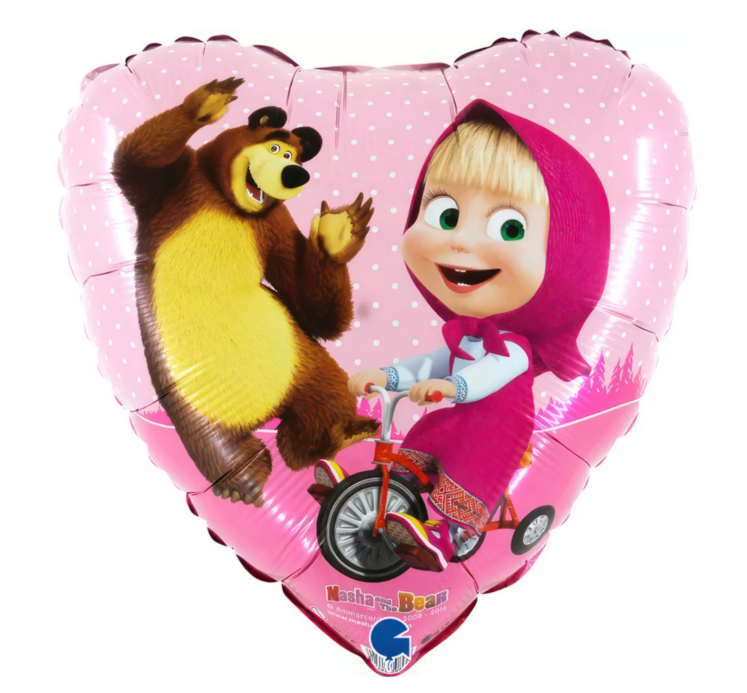 Mascha und der Bär Ballon – Herz – Folienballon 43 cm