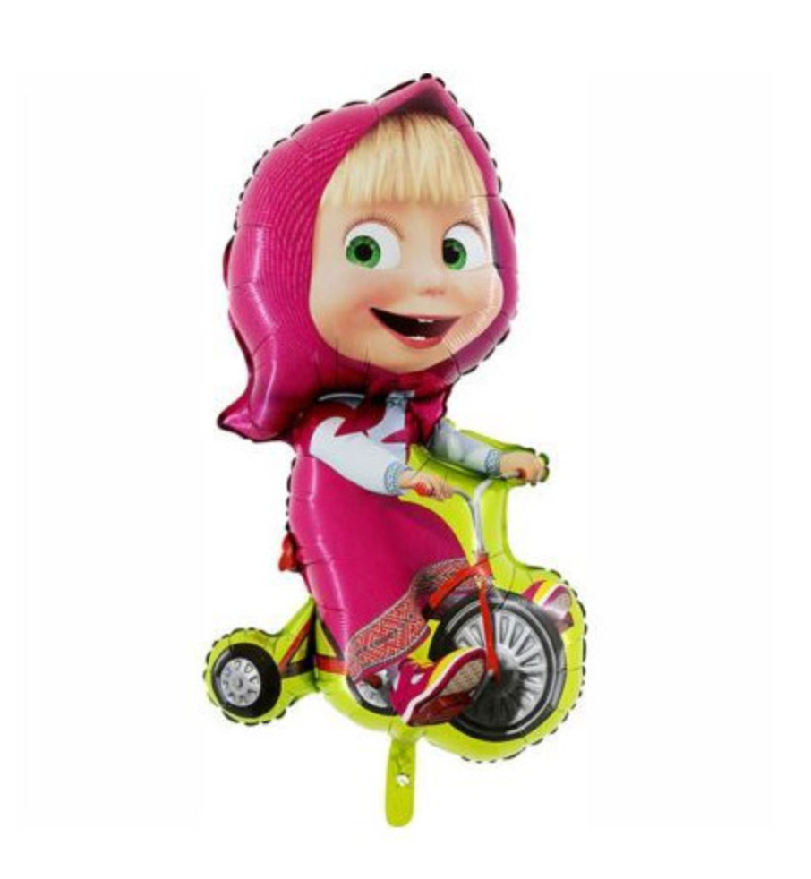 Folienballon 82 cm mit Mascha aus Mascha und der Bär auf Fahrrad