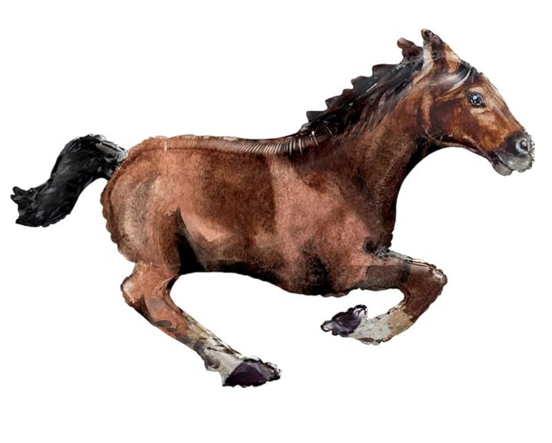 Brauner Pferde-Ballon im Galopp, ca. 95 cm groß, ideal für Pferde-Fans, Geburtstage und Reiterpartys
