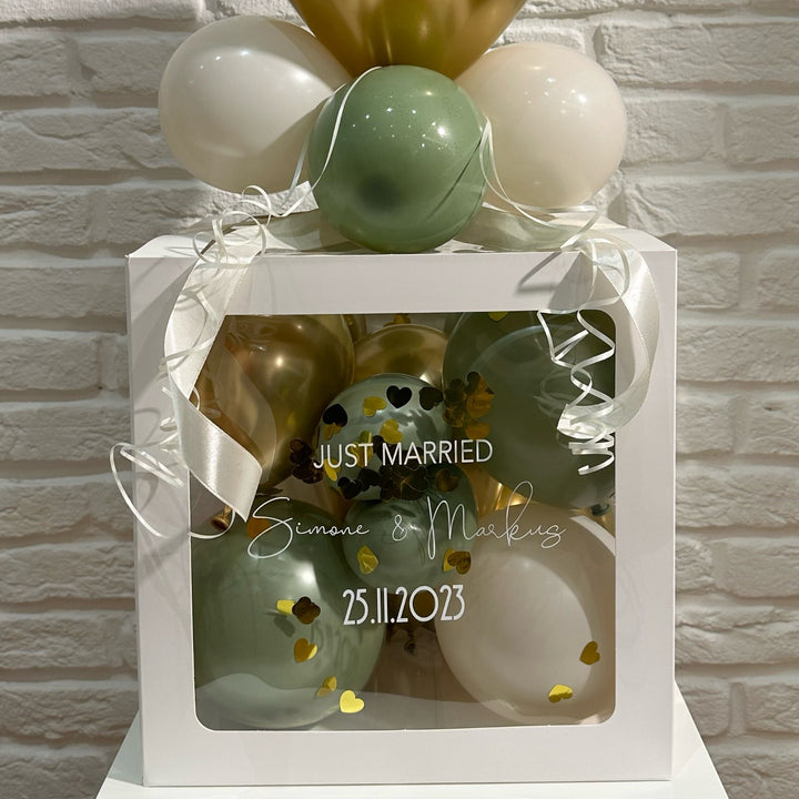 Ballonbox Hochzeit - Geldgeschenk - "Rosegold Herz Latex"