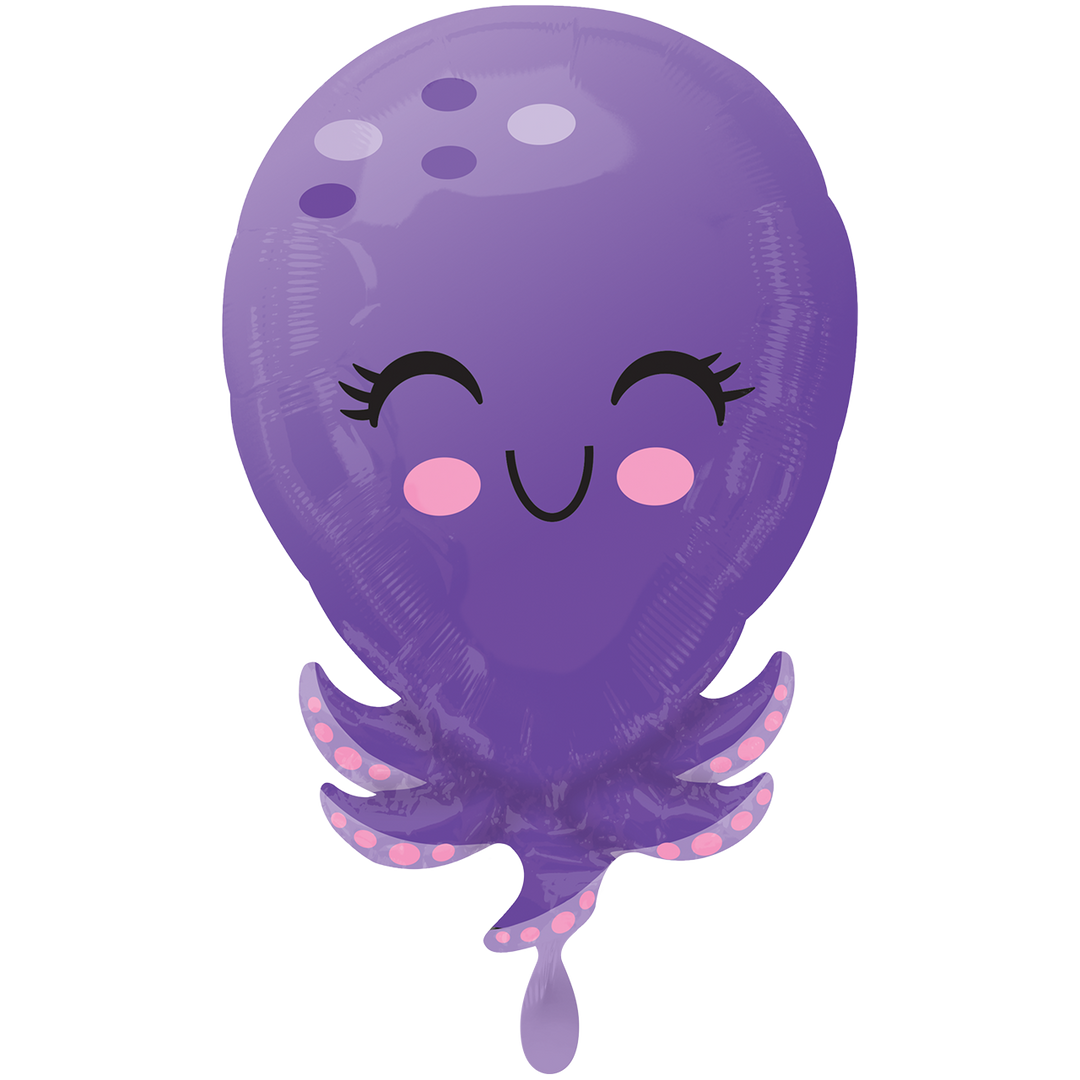 Süßer Oktopus aus dem Wasser. Perfekt für jede kleine Unterwasserwelt Party.&nbsp;  Mit dem Automatikschließventil kann der Ballon mit Helium oder Luft gefüllt werden.