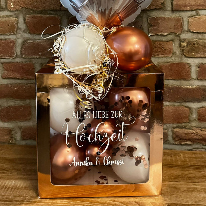 Ballonbox Hochzeit - Geldgeschenk - "Just Married Rosegold"