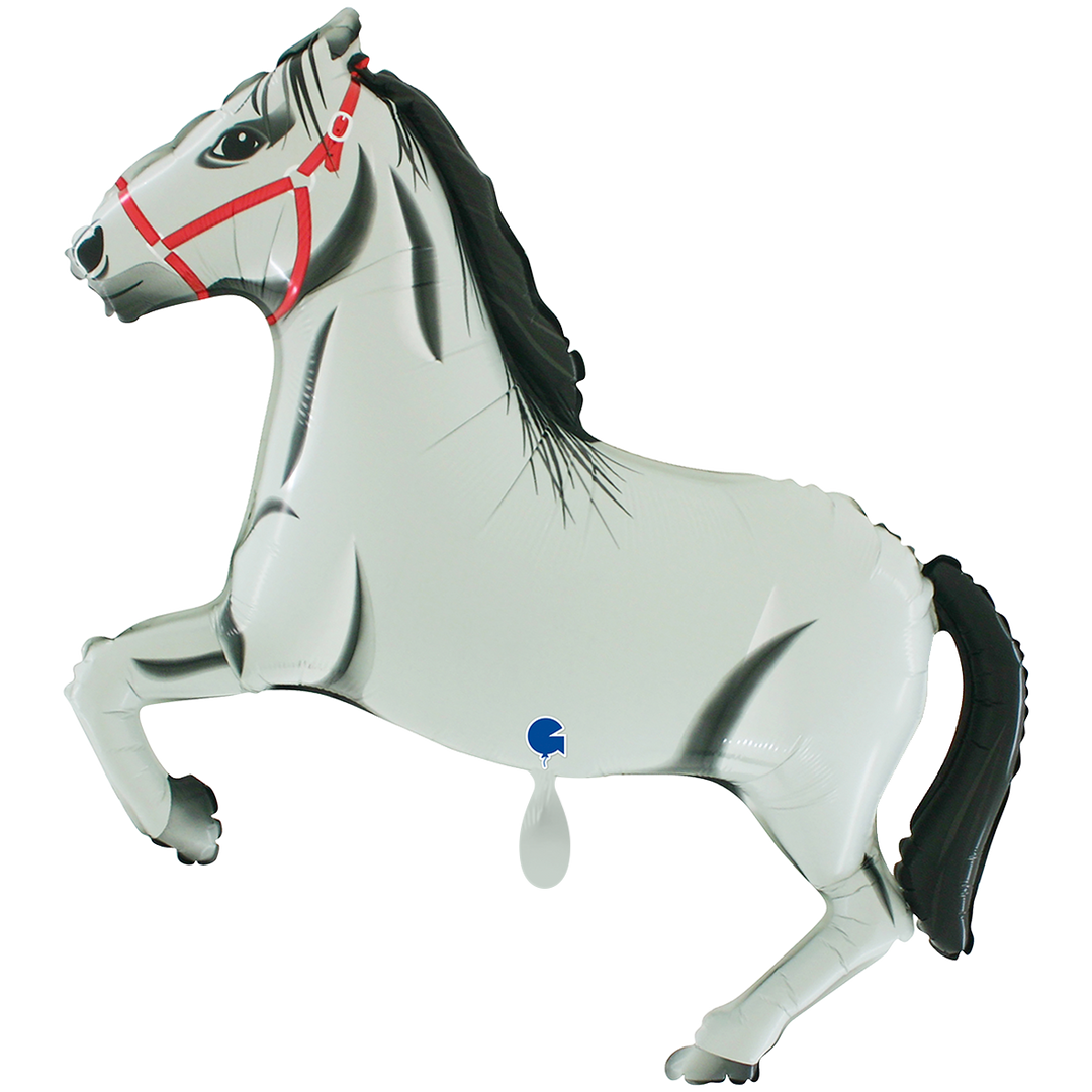 Ein Ballon in Form eines weißen Pferd