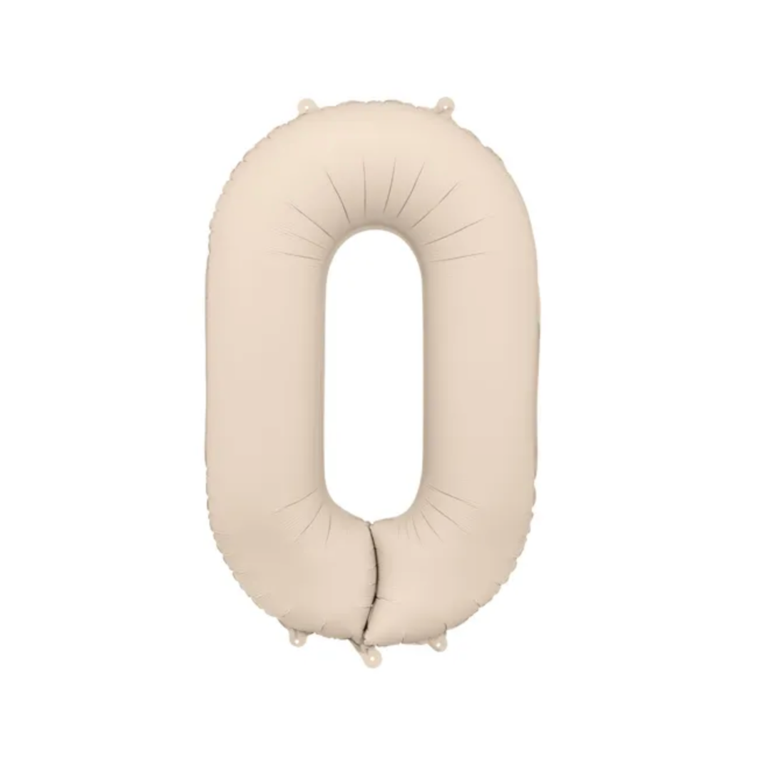 Großer Zahlenballon 0 in beige matt, 86 cm – ideal für Geburtstag, Jubiläum, Hochzeit oder Firmenfeier – mit Helium oder Luft befüllbar