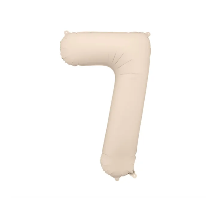 Großer Zahlenballon 7 in beige matt, 86 cm – ideal für Geburtstag, Jubiläum, Hochzeit oder Firmenfeier – mit Helium oder Luft befüllbar