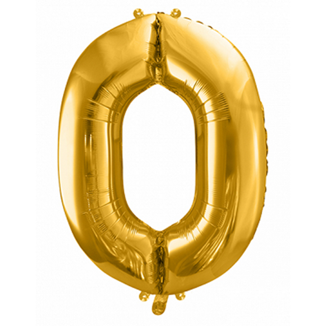 Großer Zahlenballon 0 in gold, 86 cm – ideal für Geburtstag, Jubiläum, Hochzeit oder Firmenfeier – mit Helium oder Luft befüllbar