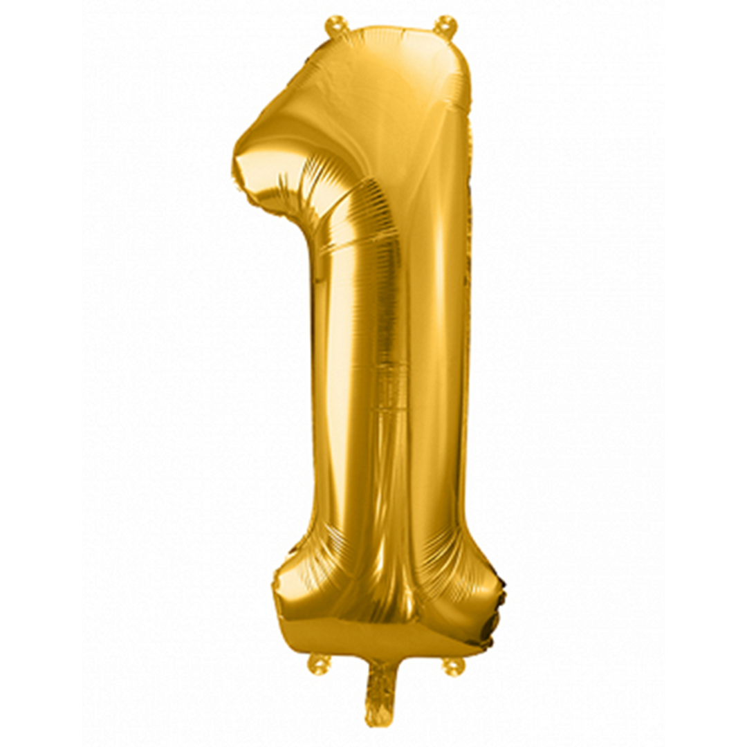 Großer Zahlenballon 1 in gold, 86 cm – ideal für Geburtstag, Jubiläum, Hochzeit oder Firmenfeier – mit Helium oder Luft befüllbar